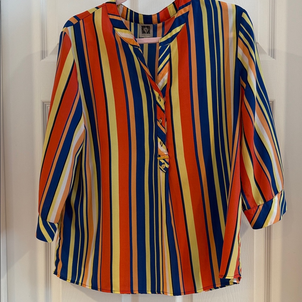 Colorful Striped Button-Up Women's Blouse